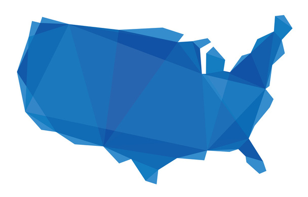 Blaue Karte der USA im Origami-Stil - Vektor, Bild