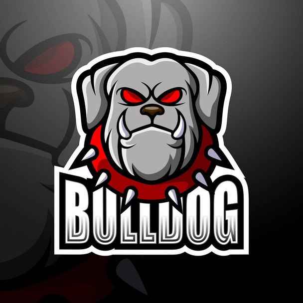 Bulldog maskot esport logo tasarımının vektör illüstrasyonu - Vektör, Görsel