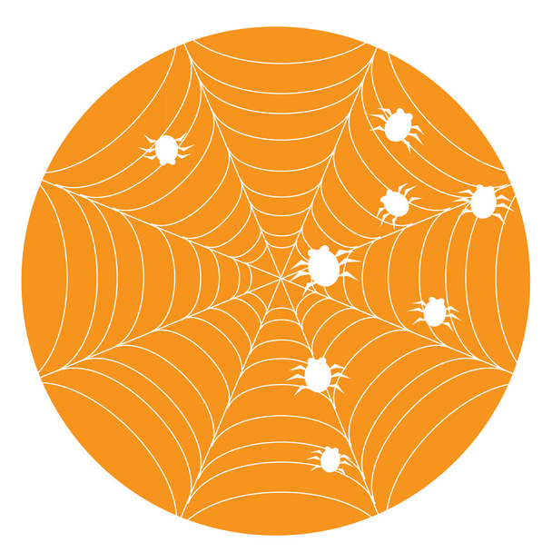 Orange halloween background with web - Vector, Image
