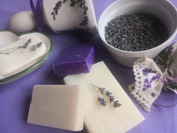 Natural healthcare with herbal soaps - Photo, Image