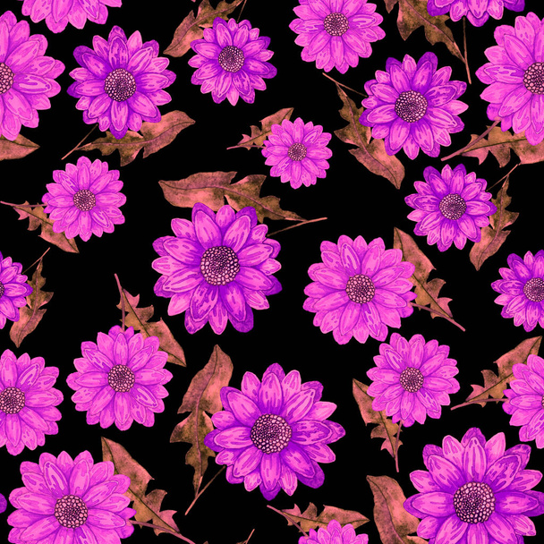 Watercolor seamless pattern with flowers. Vintage floral pattern. Flower seamless pattern. Botanical art. Floral botanical collection. Watercolor botanical design. - Fotó, kép