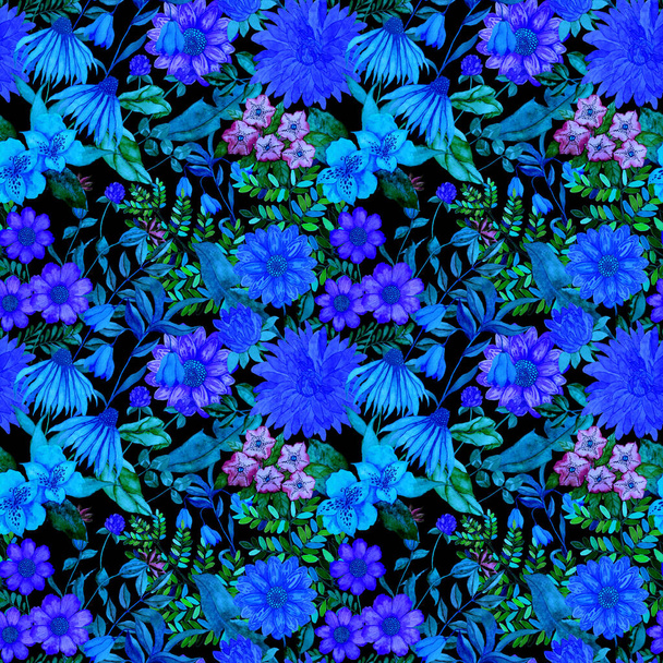 Watercolor seamless pattern with flowers. Vintage floral pattern. Flower seamless pattern. Botanical art. Floral botanical collection. Watercolor botanical design. - Fotó, kép