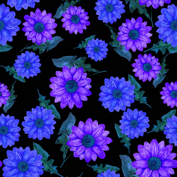 Υδατογραφία αδιάλειπτη μοτίβο με λουλούδια. Κλασσικό μοτίβο λουλουδιών. Λουλούδι χωρίς ραφή μοτίβο. Βοτανική τέχνη. Floral βοτανική συλλογή. Βοτανικός σχεδιασμός υδατογραφίας. - Φωτογραφία, εικόνα