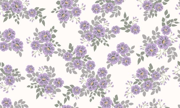 Seamless folk pattern in small wild flowers.Floral background for textile, wallpaper, pattern fills, covers, surface, print, gift wrap, scrapbooking, decoupage. Raster copy. - Διάνυσμα, εικόνα