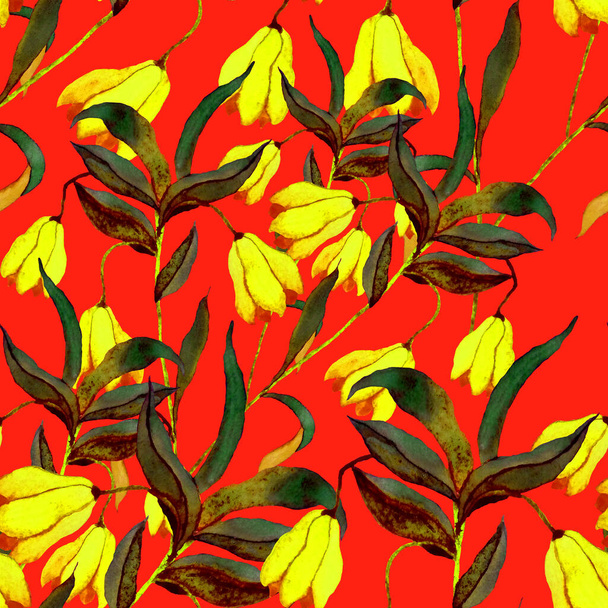 Aquarel naadloos patroon met bloemen. Vintage bloemenpatroon. Bloem naadloos patroon. Botanische kunst. Bloemen botanische collectie. Botanisch ontwerp van aquarel. - Foto, afbeelding