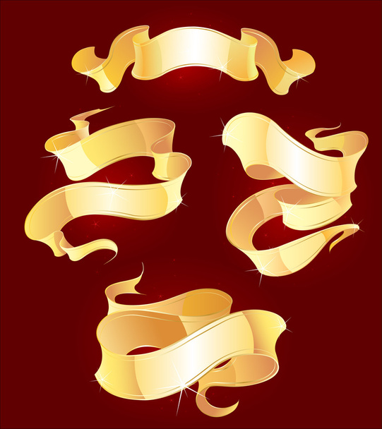 four gold ribbons - Vector, Image