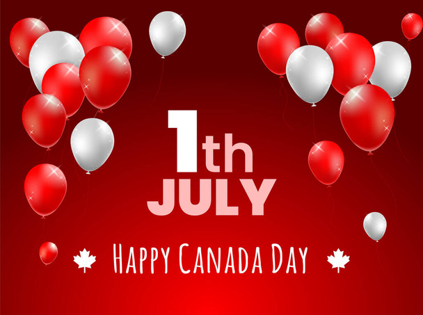 Realistic High Quality 1 of July Canada Day Poster Design with Balloons on Colored Background . Isolated Vector Elements - Вектор, зображення