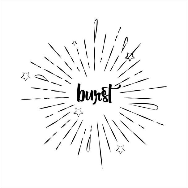 Starburst doodle, hand drawn sun burst sketch explosion - Vector, Image