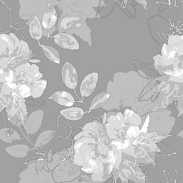 Aquarell Illustration eines Hagebuttenzweiges. Bild auf weißem und farbigem Hintergrund. Nahtloses Muster. - Foto, Bild