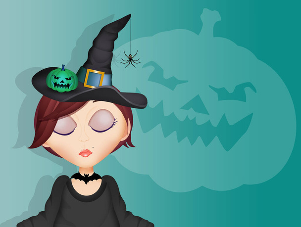illustration of Halloween witch - Valokuva, kuva