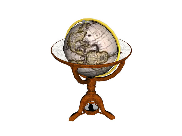 large globe in wooden stand - 写真・画像