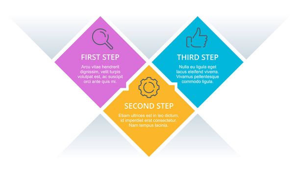 Tři kroky infographic - kosočtvercové fragmenty - Vektor, obrázek