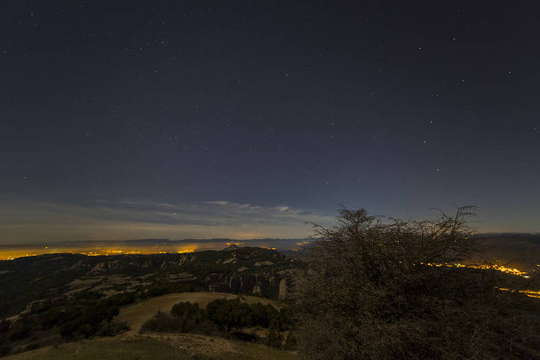 Night and moonlight in La Mola Peak, Barcelona, Spain - Φωτογραφία, εικόνα