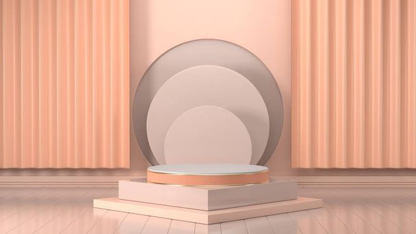 3d Изображение абстрактного розового цвета на фоне геометрической формы, современный минималистский макет для показа на подиуме или витрины
 - Фото, изображение