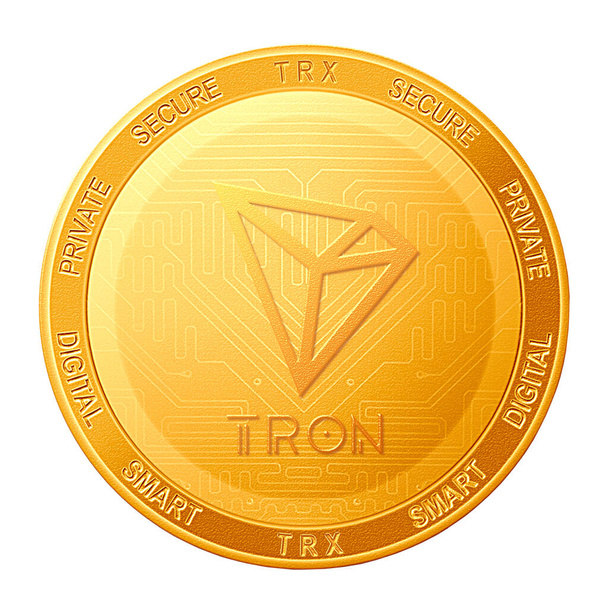 TRON Münze isoliert auf weißem Hintergrund; TRON TRX Kryptowährung - Foto, Bild