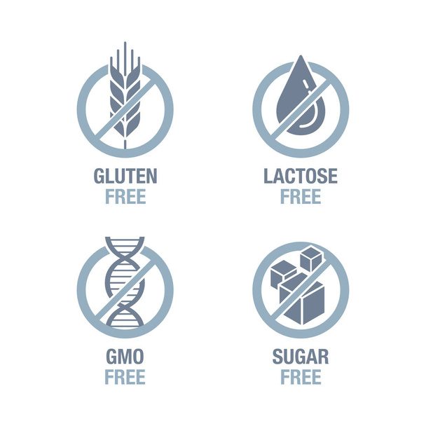 Cukr, lepek, laktóza, sada bez GMO  - Vektor, obrázek