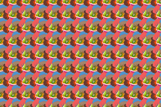 Κιρσοχρωμία απρόσκοπτη απεικόνιση. Τροπικό μοτίβο χωρίς ραφή με πολλά ετερόκλητα αφηρημένα λουλούδια. - Φωτογραφία, εικόνα