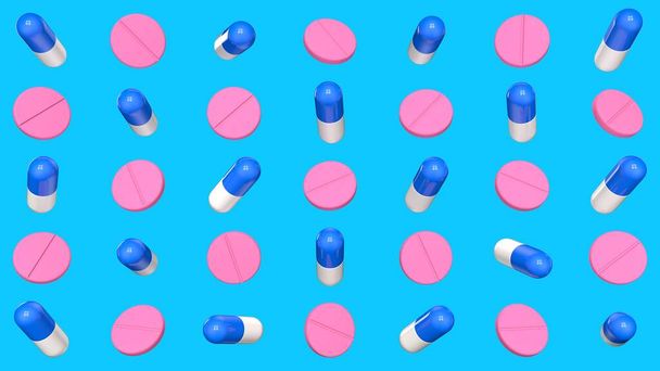 tablettien ja pillereiden malli 3d renderointi - Valokuva, kuva