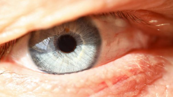 Чоловіче сіре синє кольорове праве око в техніці низького освітлення
 - Фото, зображення