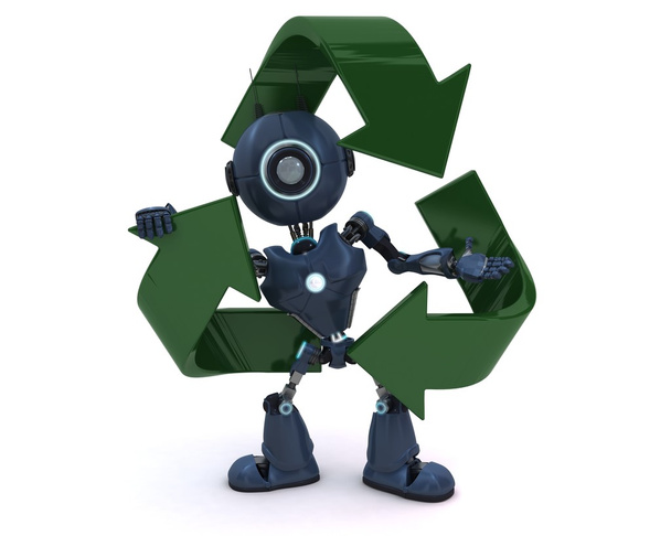 Android mit Recycling-Symbol - Foto, Bild
