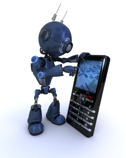 Android with cell phone - Photo, Image