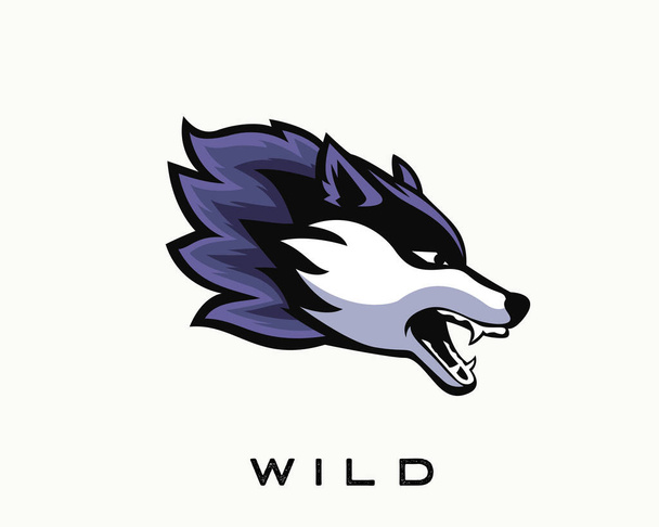 ruch dziki głowa wilk ryk e-sport sztuka logo projekt inspiracja - Wektor, obraz