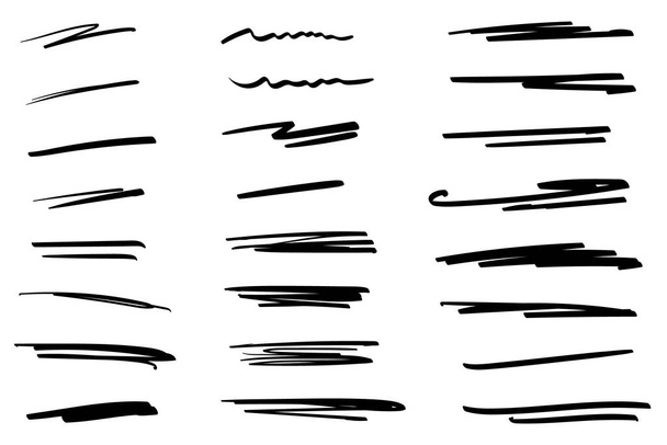 Подчёркивает. Ручная коллекция каракулей различных форм. Арт Лайнс. Изолирован на белом. Векторная иллюстрация
 - Вектор,изображение