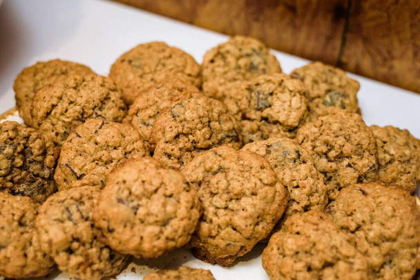 Close up of Oatmeal chocolate cookies  - Photo, Image