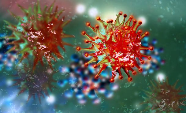 Coronavirus SARS-CoV-2 Covid-19. 3D render illustration. - Photo, Image