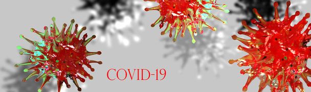 Coronavirus SARS-CoV-2 Covid-19. Εικονογράφηση 3D. - Φωτογραφία, εικόνα