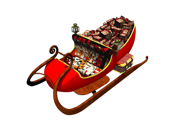 Santa Claus trineo rojo con muchos regalos
 - Foto, imagen