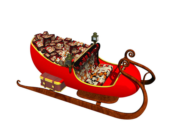 Santa Claus trineo rojo con muchos regalos
 - Foto, imagen