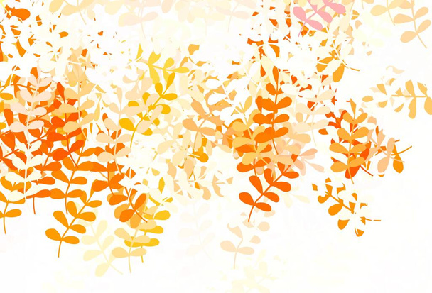 Lichtoranje vector doodle achtergrond met bladeren. bladeren op elegant natuurlijk patroon met verloop. Handbeschilderd ontwerp voor web, folders. - Vector, afbeelding