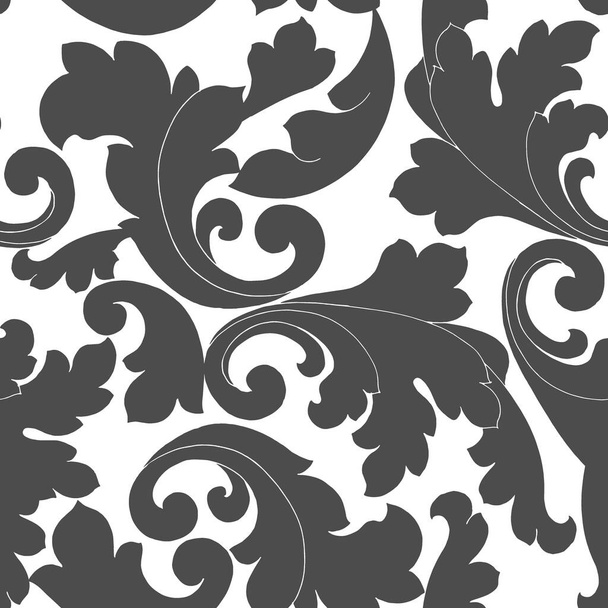 seamless pattern in the classical style in gray colors, ornament for wallpaper and fabric, wrapping paper - Vektör, Görsel