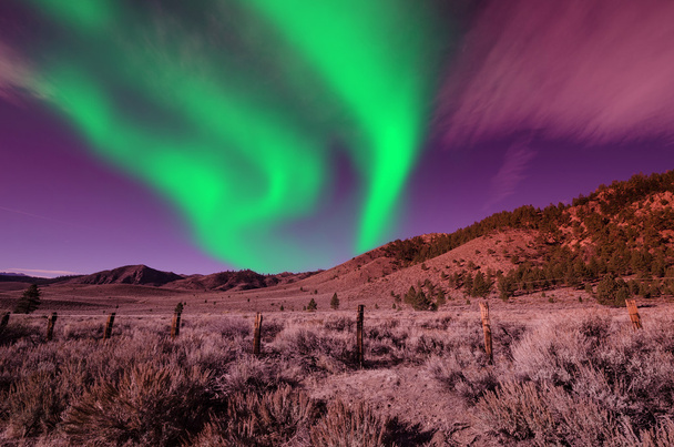 Yeşil Kuzey ışıkları aurora borealis - Fotoğraf, Görsel