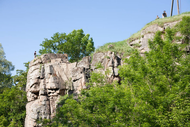 Beautiful granite rocks on the Girskyi Tikych River, Buky, Cherkasy region, Ukraine - Photo, Image