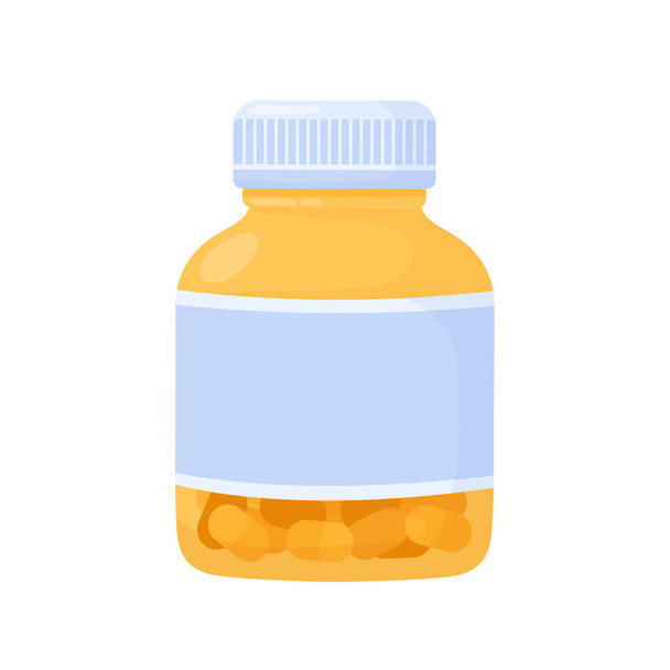 Vector cartoon pill bottle illustration icon - Vector, afbeelding