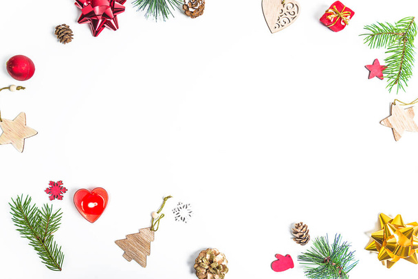Christmas holiday background. Frame of Christmas decorations on  - Photo, Image