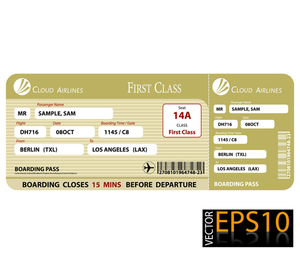 boarding pass eerste klasse - Vector, afbeelding