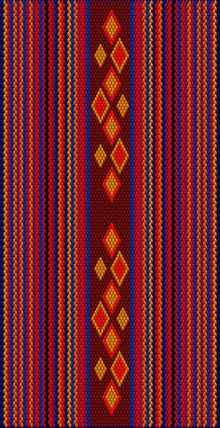Ein traditionelles Ornament der Völker und Länder Asiens, in dem gesättigte Farben Glück und Reichtum anziehen. Frauen gewebte Teppiche mit Ornamenten, die auf Stoffe für Kleider gestickt sind. Stickmuster.  - Vektor, Bild