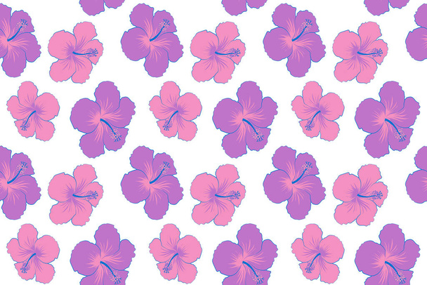 アロハハワイ、ルアウ党の招待状マゼンタと紫色のハイビスカスの花と白い背景に。アロハTシャツデザイン。ポスター、チラシ、プレゼンテーションのための最高の創造的なデザイン. - 写真・画像