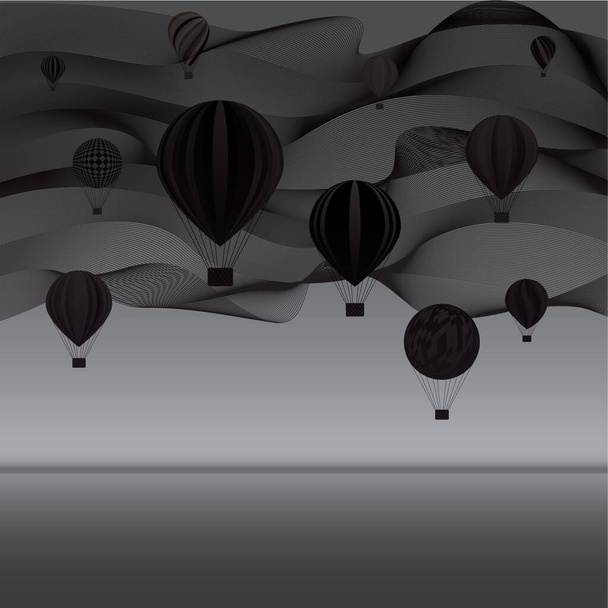 Η παρέλαση των μπαλονιών. Σκούρο γκρι εικόνα. Εικόνα διανύσματος - Διάνυσμα, εικόνα