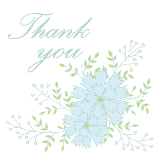 Vector thank you card with carnations. - Вектор,изображение