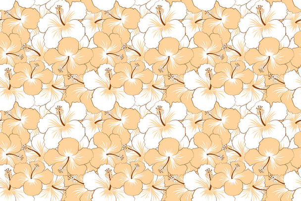 Aloha Hawaiian Shirt seamless Hibiscus Pattern In beige Colors. - Valokuva, kuva