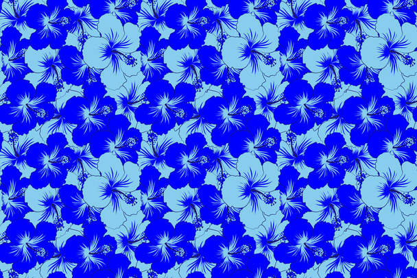 Aloha Hawaii, Luau Party invitation with blue hibiscus flowers. Best creative design for poster, flyer, presentation. Aloha T-Shirt design. - 写真・画像