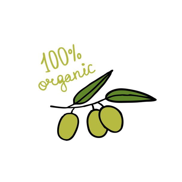 olives doodle icon, vector color illustration - Vector, Image