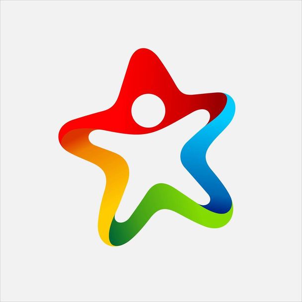 Logotipo vectorial de personas y estrellas - Vector, Imagen