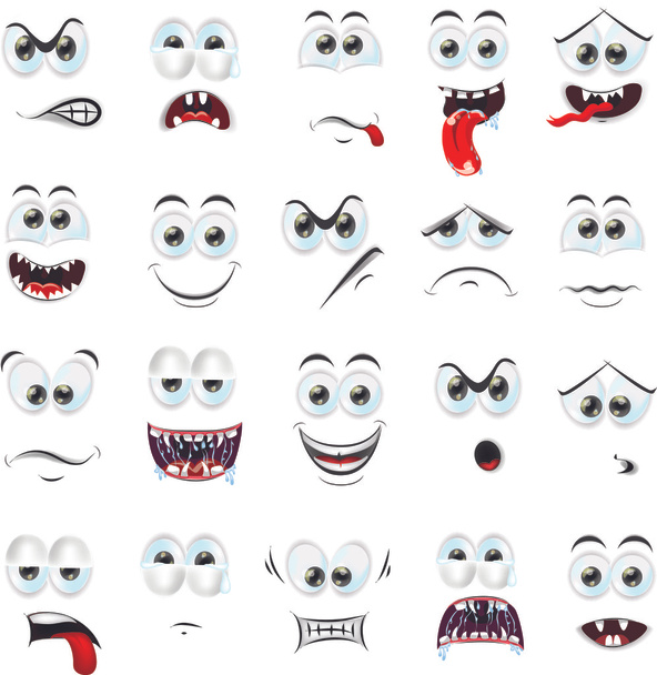 kreslené obličeje s emocemi - Vektor, obrázek