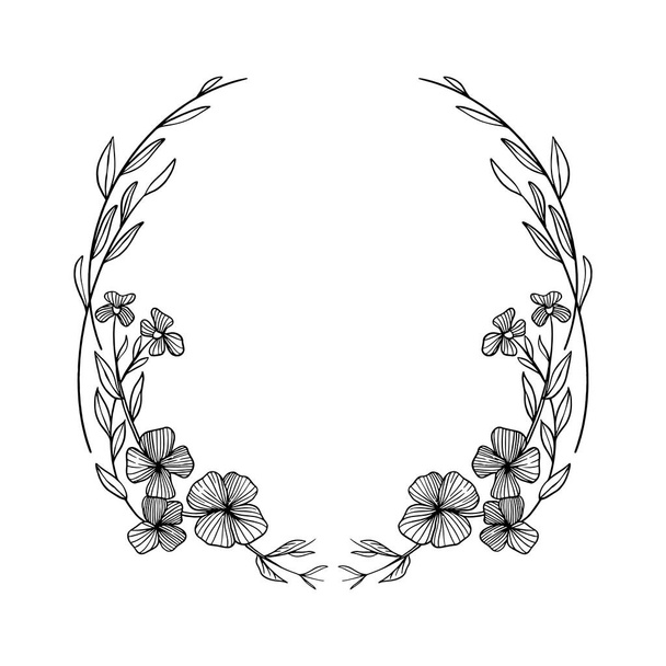 branch floral vintage draw frame vector illustration - Vector, Image
