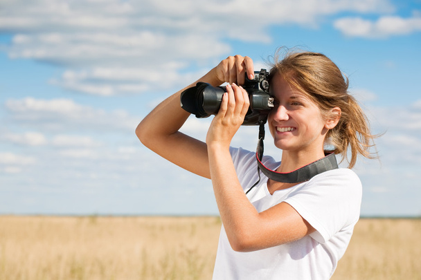 Girl taking photo - Zdjęcie, obraz